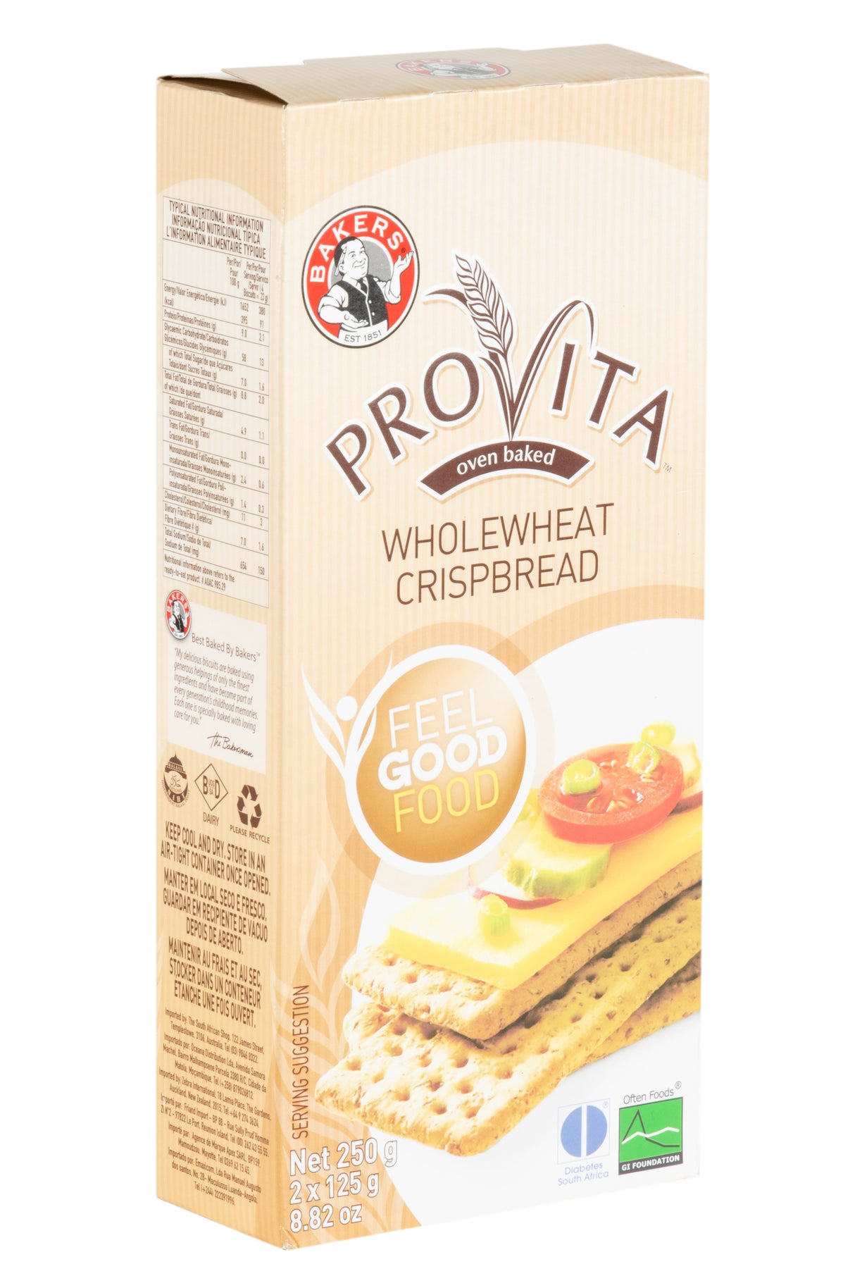 Bakers Provita Original Whole Wheat Crispbread 250g